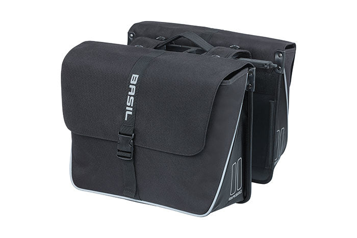 Basil Forte double pannier, water-repellent, 35L, black.