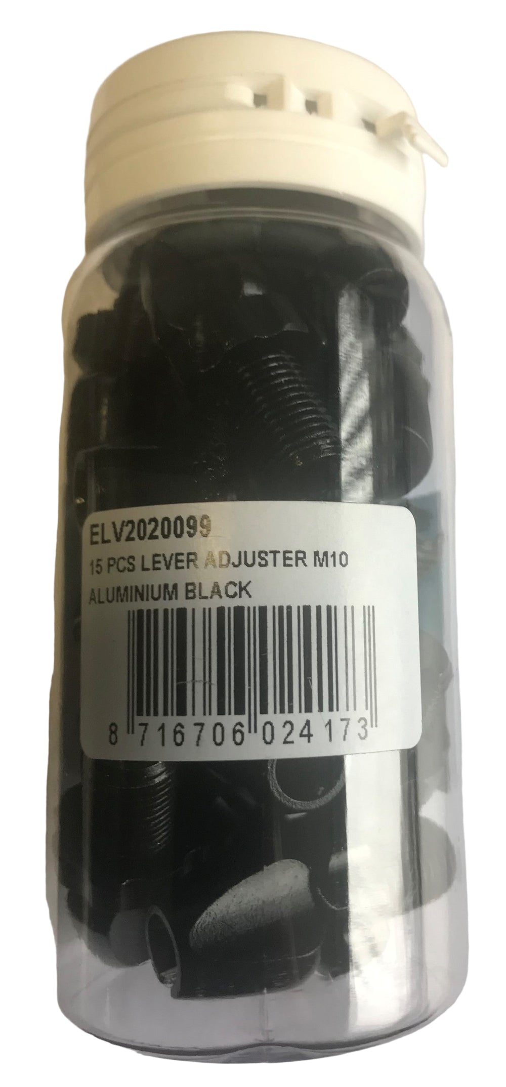 Boulon de réglage du levier de frein Elvedes M10, aluminium noir. 15 pièces dans un bocal