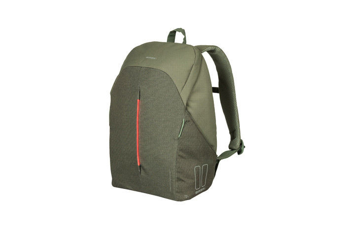 Basil B-Safe Commuter Nordlicht - Modern Bicycle Backpack for Electric Bicycles - 18L - Green - Unisex - With LED lighting