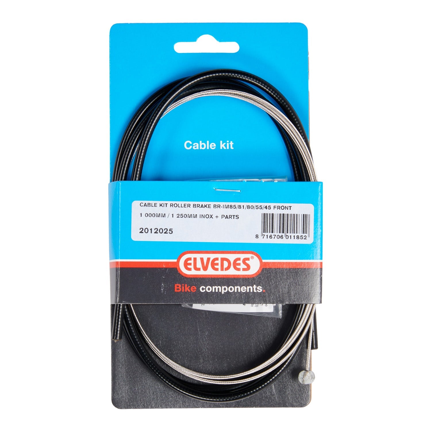 Câble de frein avant Elvedes pour frein à rouleaux BR-im85 .acier inoxydable, câble extérieur noir 1000mm câble intérieur 1250mm
