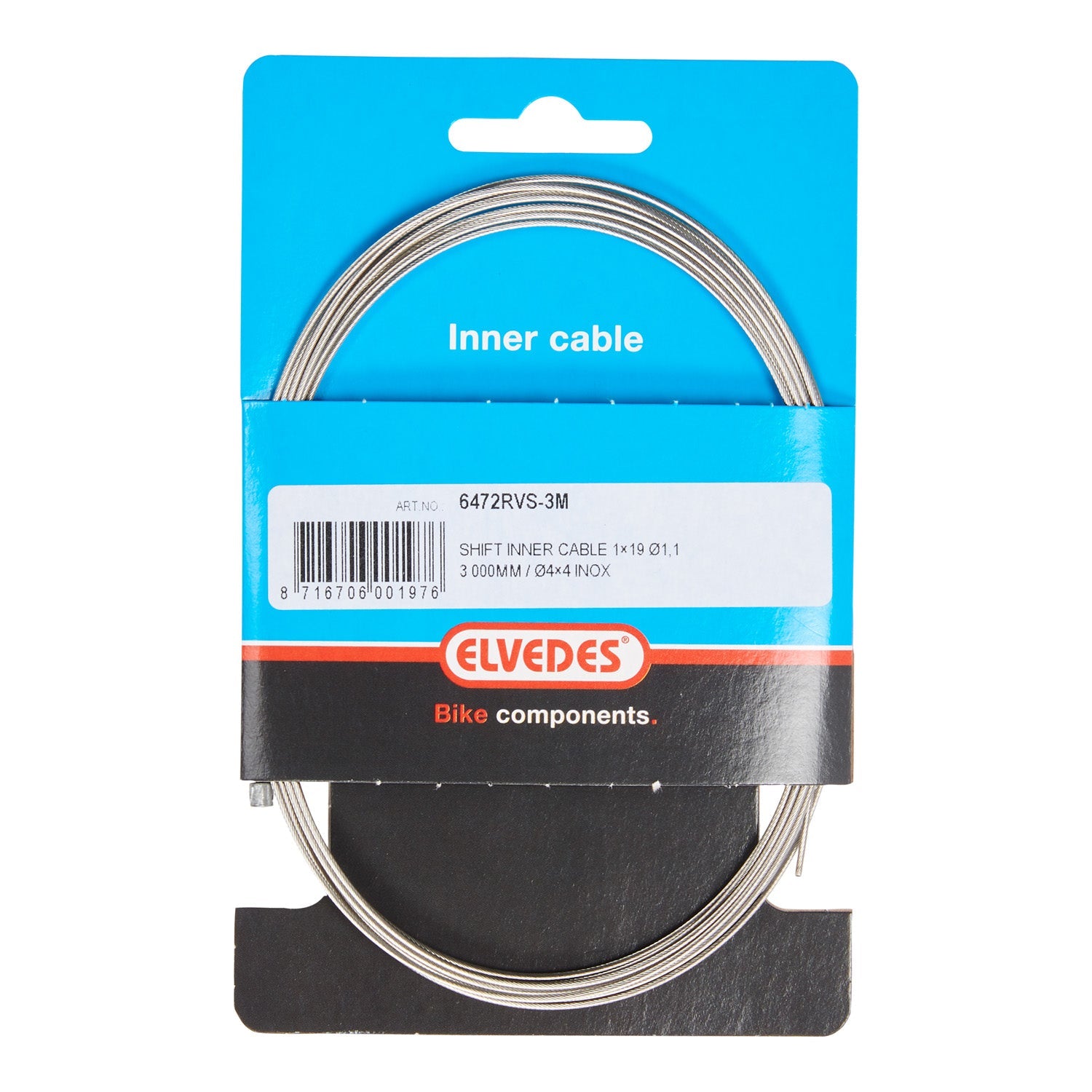 Elvedes cable systems bv shift inner cable Elvedes 3000mm stainless steel ø1.1mm Shimano Sram nipple (on card) - silver