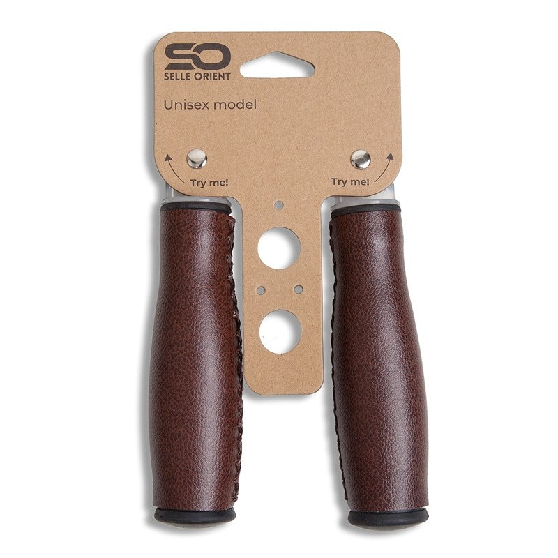 Selle Orient Bicycle Grips 135mm Brown Faux Leather