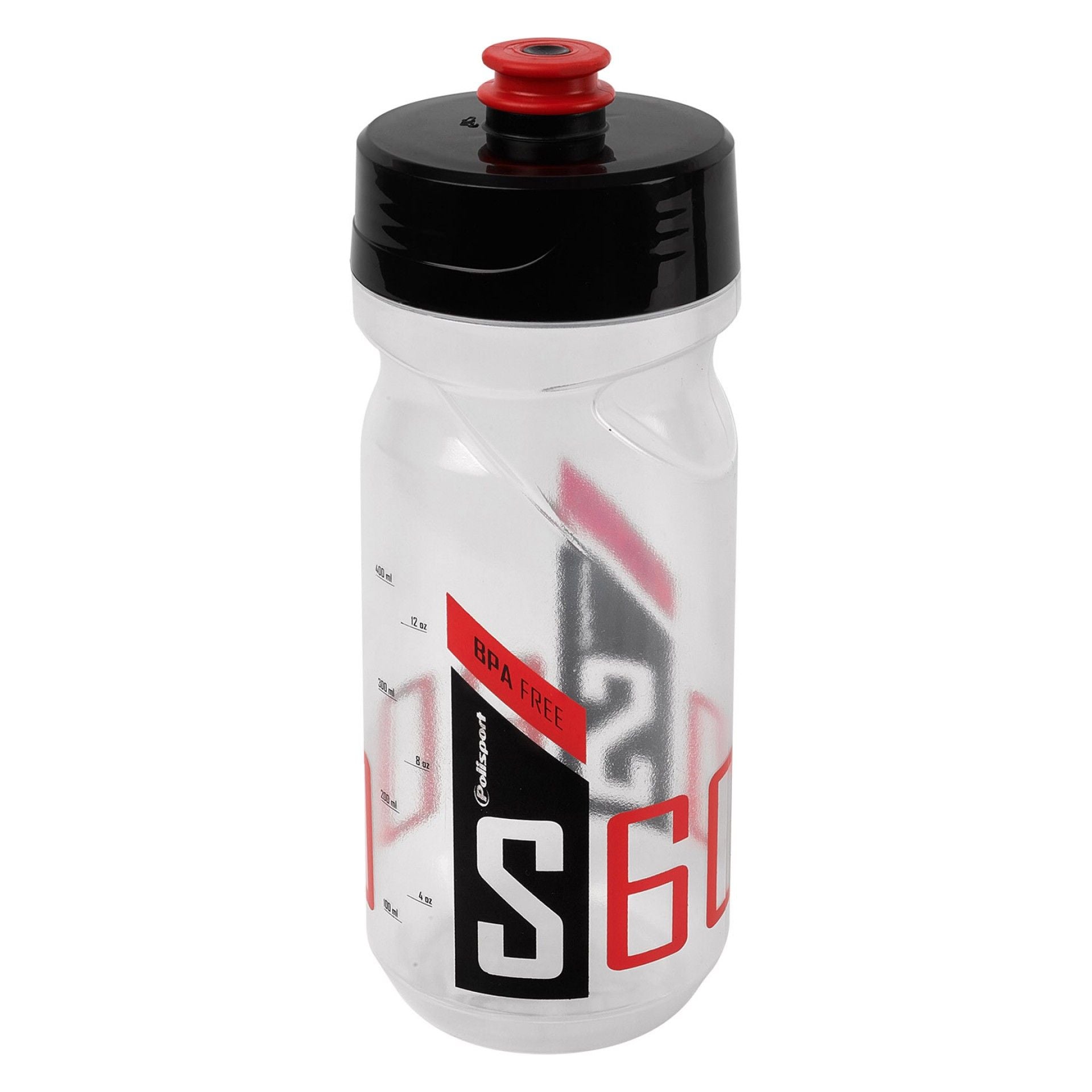 Polisport Bidon met schroefdop S600 600 ml transparant zwart rood