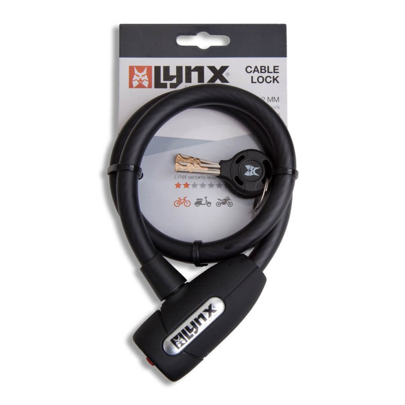 Lynx Cable Lock 60cm - hardened steel, auto-click, includes 2 keys