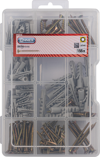Connex assortiment houtschroef-plug 155dlg - dp8500126