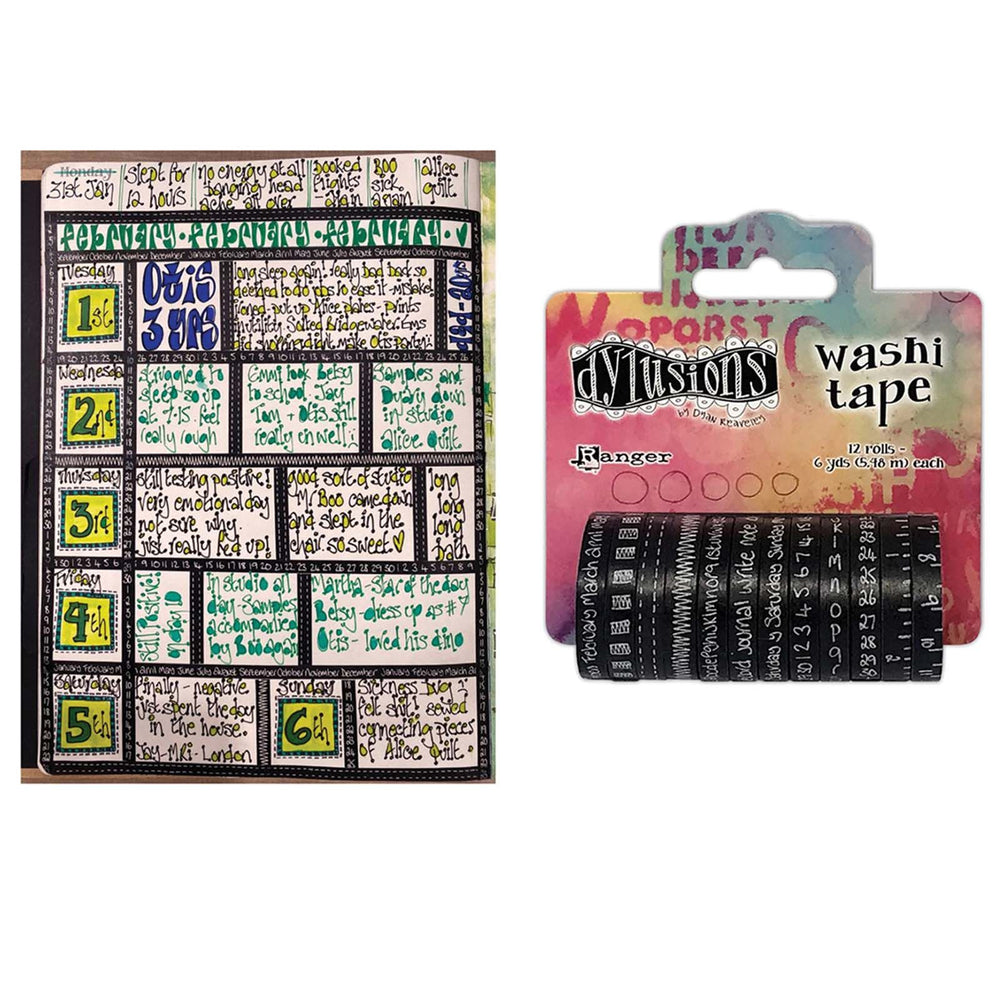 Ranger ink ranger • dylusions washi tape set black 3,5cm x 5,5m 12pieces