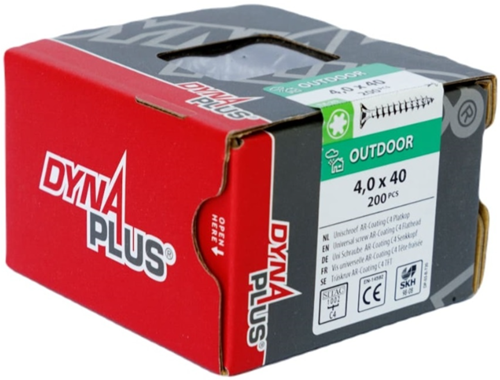 Dynaplus unischroef spaanplaatschroef ar-coating platkop voldraad torx tx20 4.0x40 | 200 stuks - 0281.08.25601