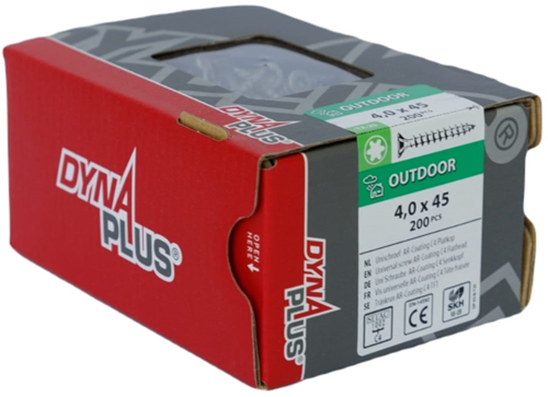 Dynaplus unischroef spaanplaatschroef ar-coating platkop voldraad torx tx20 4.0x45 | 200 stuks - 0281.08.25801