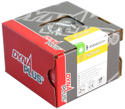 Dynaplus unischroef spaanplaatschroef vz (verzinkt) pk (platkop) torx tx15 3.5x12 | 200 stuks - 0281.01.16401