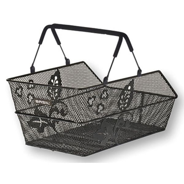 Basil Cento Flower Multi - Bicycle Basket - Rear - Black