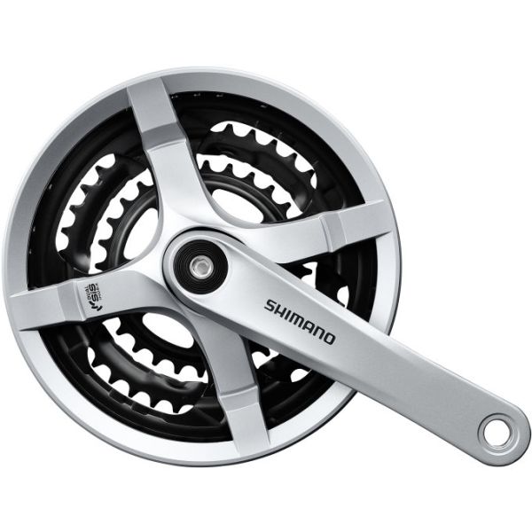 Pédalier 6 7 8 vitesses Shimano FC-TY501 170mm 48x38x28T avec protège-chaîne - argent