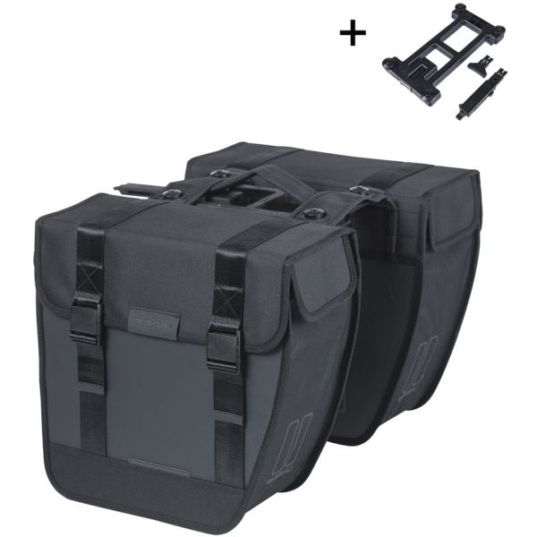 Basil dubbele tas tour waterdicht mik 28l zwart