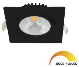 Enzo ecodim led inbouwspot 5w dimtowarm 85mm 36gr vierkant verstelbaar zwart - led4760