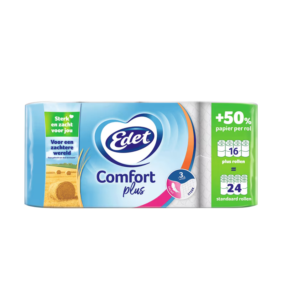Edet toiletpapier 3-laags comfort plus 16 rollen