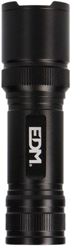 Enzo edm zwarte tactische led-zaklamp, aluminium, met zoom, 3 x aaa-batterijen (meegeleverd), 150 lumen