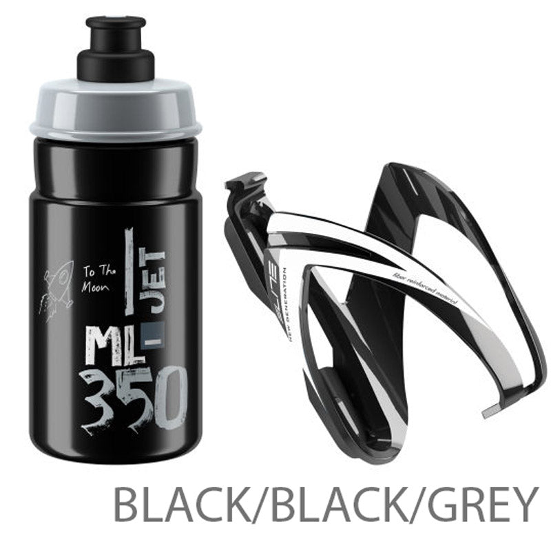 Elite kid's kit jet ceo drinking bottle 350ml + holder | black clear orange