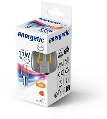 Enzo energetic led buislamp t25 e14 1,1-11w 2200k filament helder - 2720010