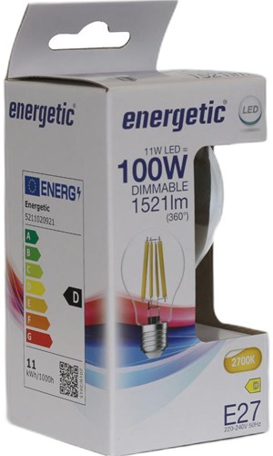 Enzo energetic led gls e27 11-100w 2700k filament helder dimbaar - 2720350