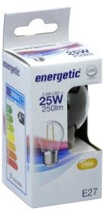 Enzo energetic led kogel e27 2,1-25w 2700k filament helder - 2720250