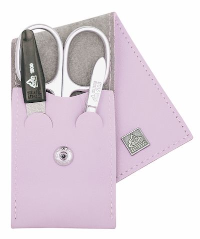 Erbe solingen 3-delige manicure etui met drukknoopsluiting licht paars (erbe9673)