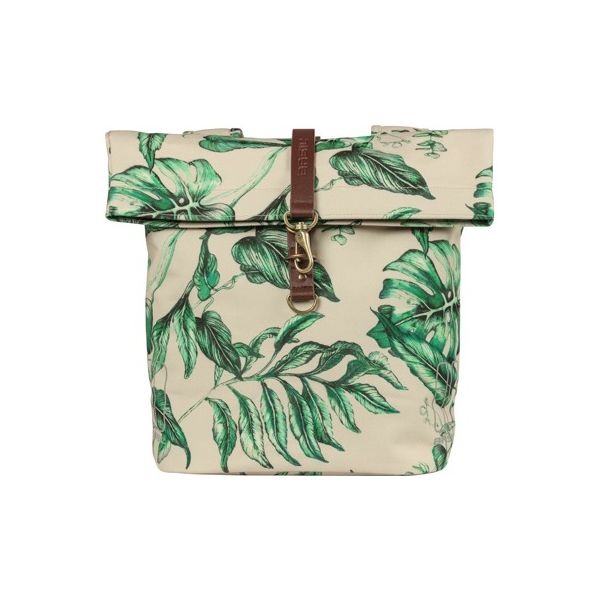 Basil Ever-Green dubbele fietstas, gerecycled PET, waterkerende vouwsluiting, unisex, fiets, sandshell beige