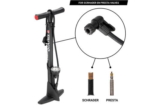Trivio - breeze fietspomp met drukmeter - dubbel ventiel zowel presta als schrader. type storm