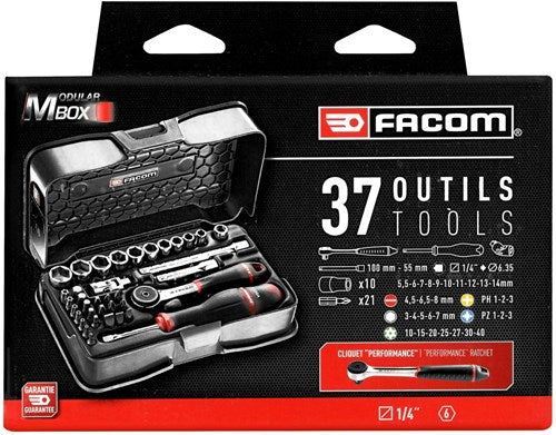 Facom doppendoos 1 4 6- kant vastdraaien en schroeven - r.161-6p6pb