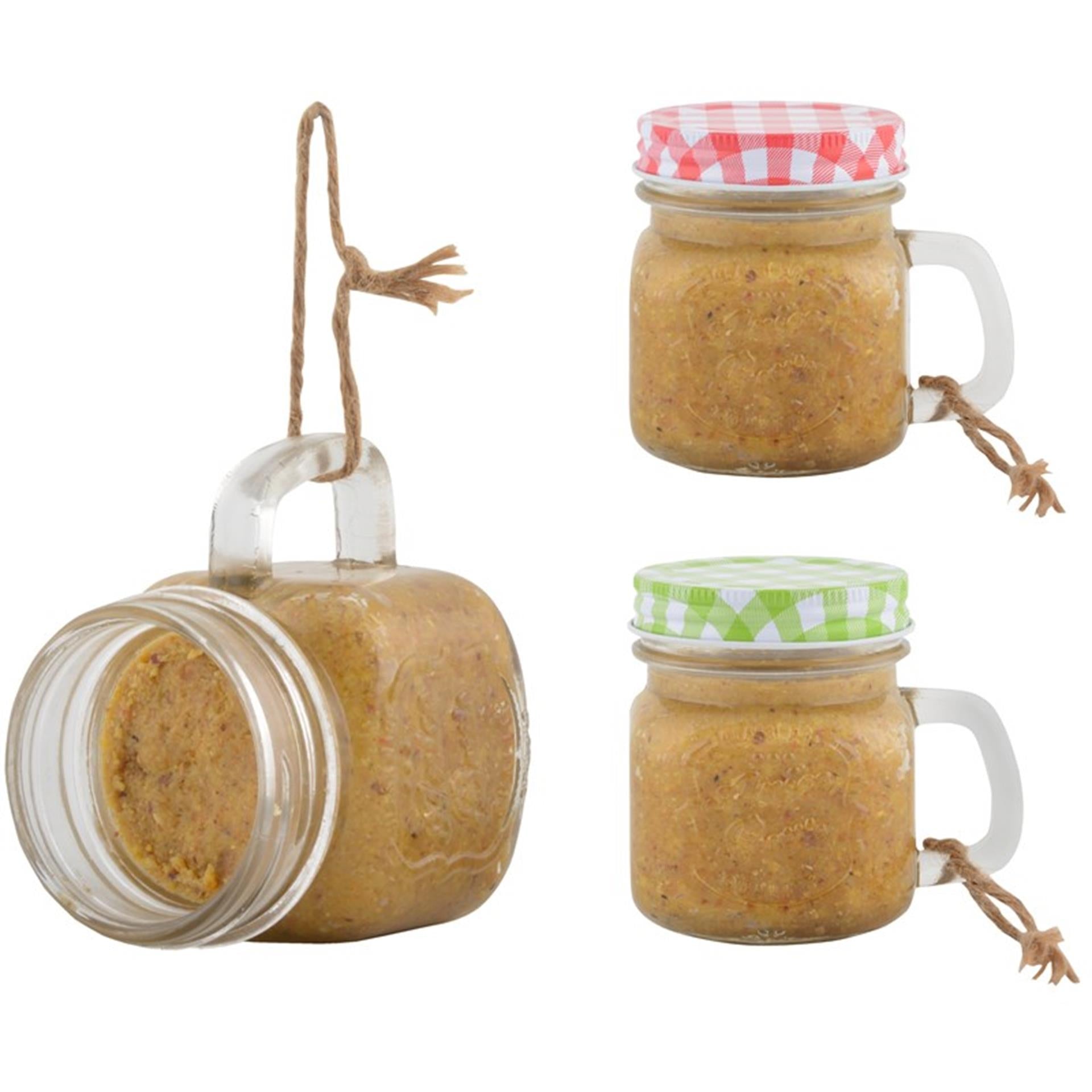 Esschert design bird peanut butter in glass garden mug 10x8x9cm