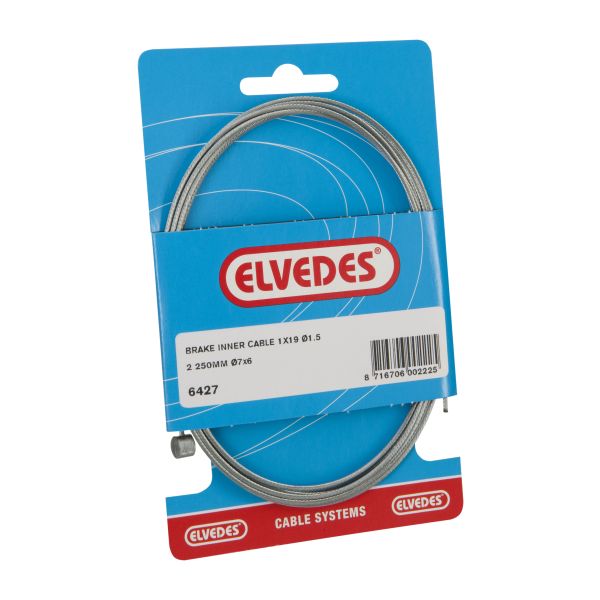 Elvedes brake inner cable 2250mm galvanized ø1.5mm t-nipple (on card)
