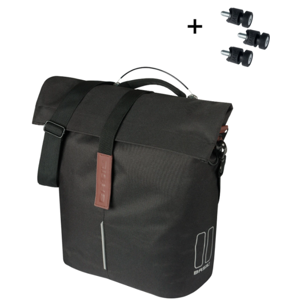 Basil tas city shopper enkel | mik studs | zwart | 14-16l