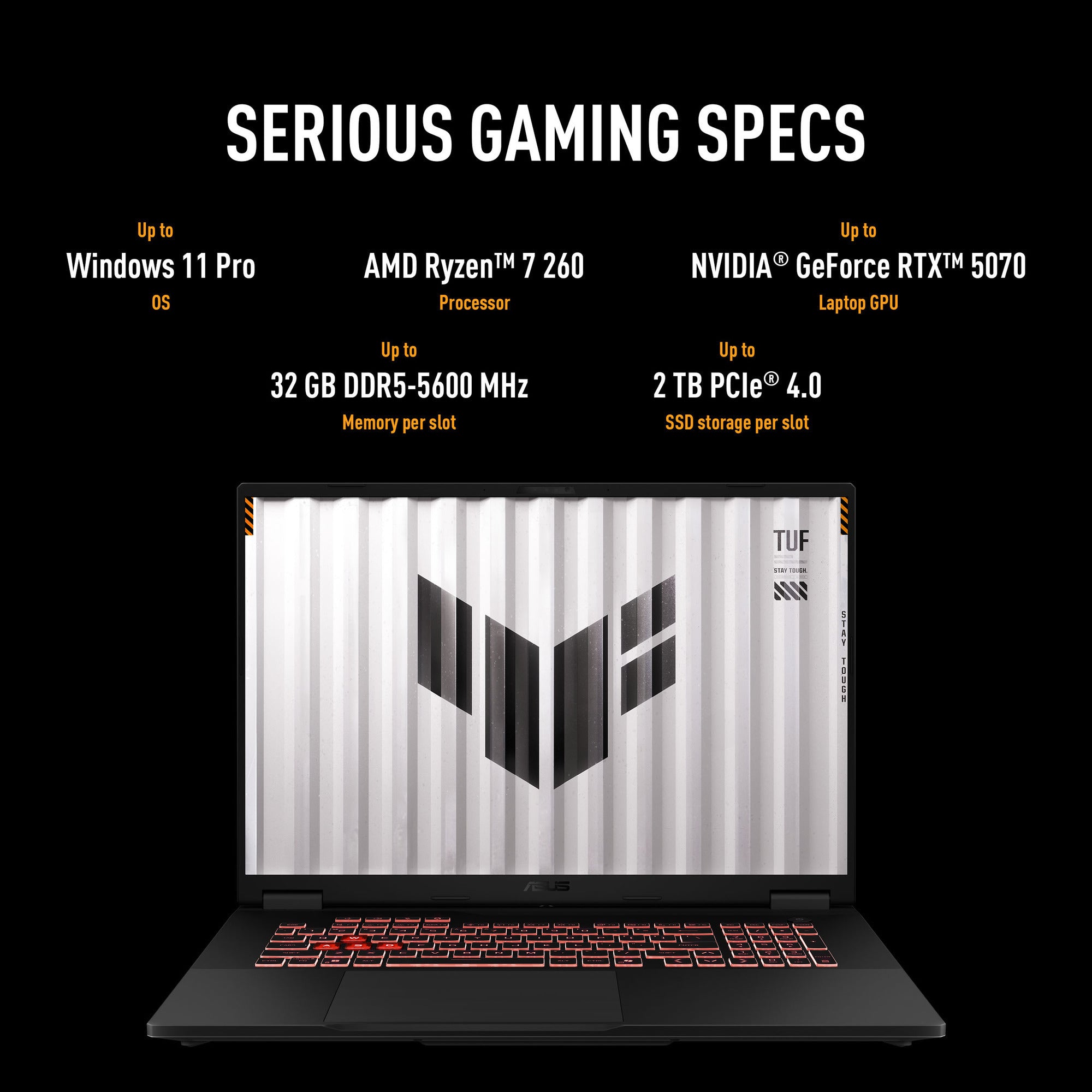 Asus tuf gaming a18 fa808up-s8011w 18 gaming laptop (zwart grijs | r7 260 | rtx 5070 | 16 gb | 1 tb ssd)