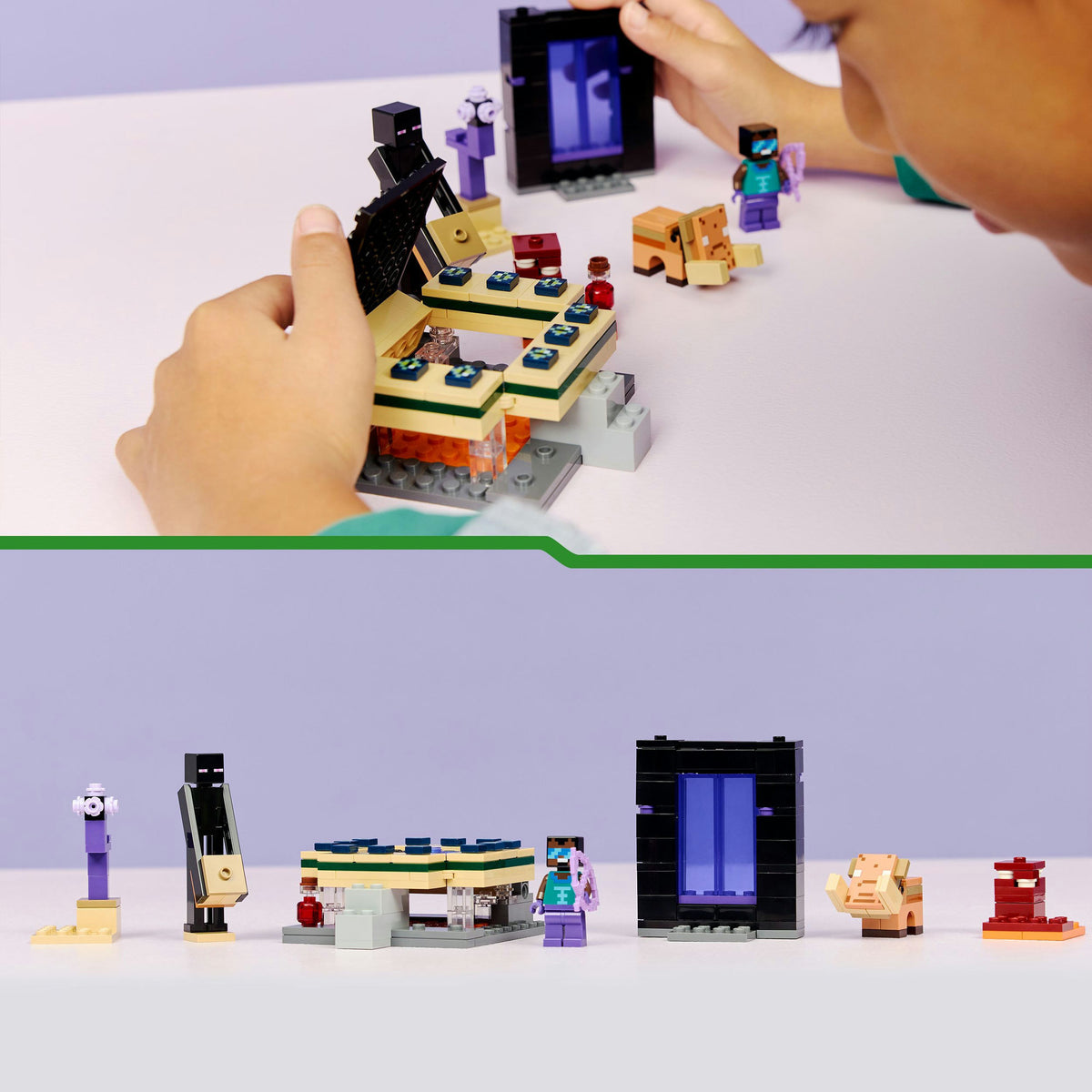 Lego minecraft reis naar de nether en het end-portaal