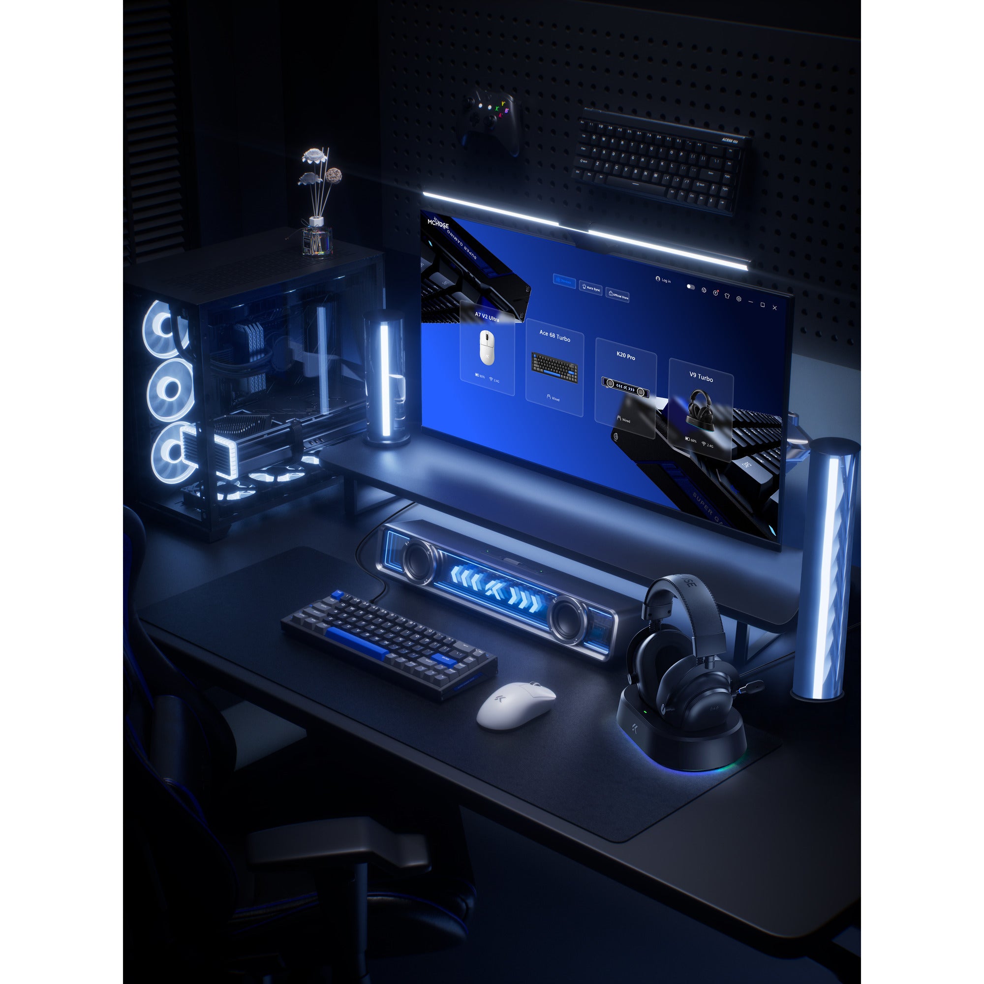 Mchose v9 turbo+ magnetic wireless over-ear gaming headset (wit zilver, nintendo switch, playstation 4, playstation 5, mobiel, pc, 2.4g bluetooth usb)