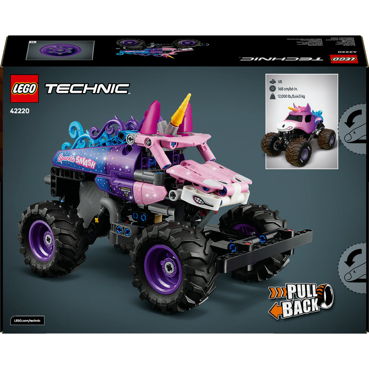 Lego technic - monster jam sparkle smash pull-back constructiespeelgoed (42220)