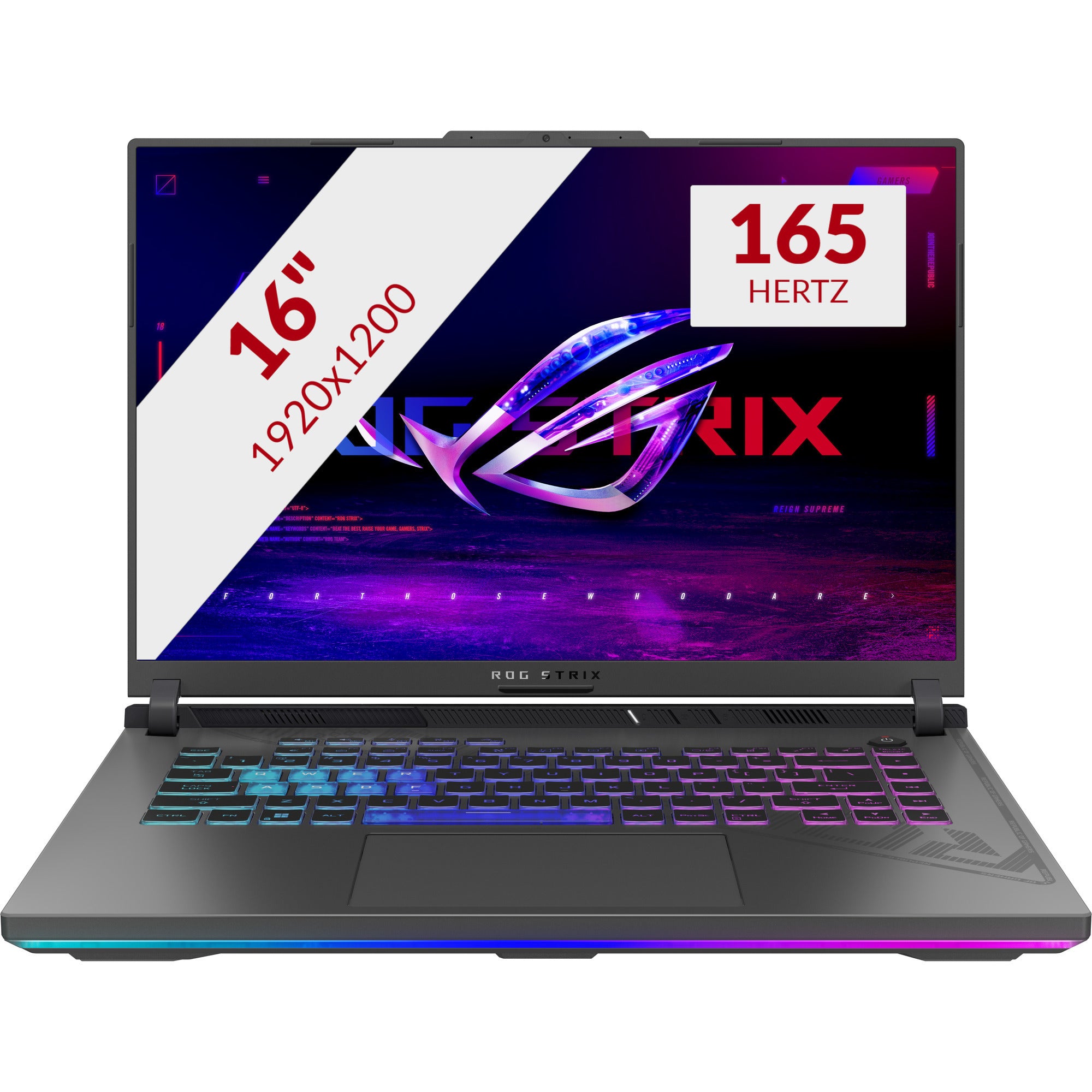 Asus rog strix g16 g614pm-rv224w 16 gaming laptop (grijs | r9 8940hx | rtx 5060 | 16 gb | 1 tb ssd)
