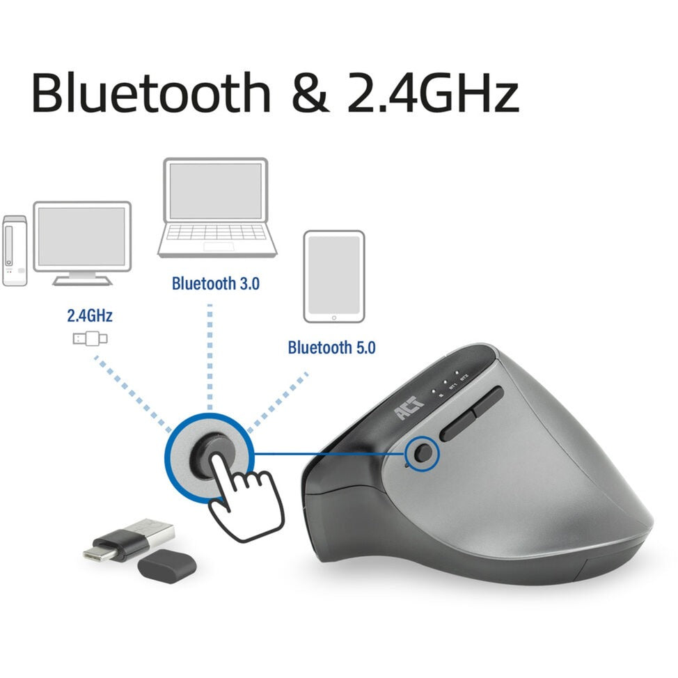 ACT Wireless Mouse AC5155 Bluetooth Black, Silver