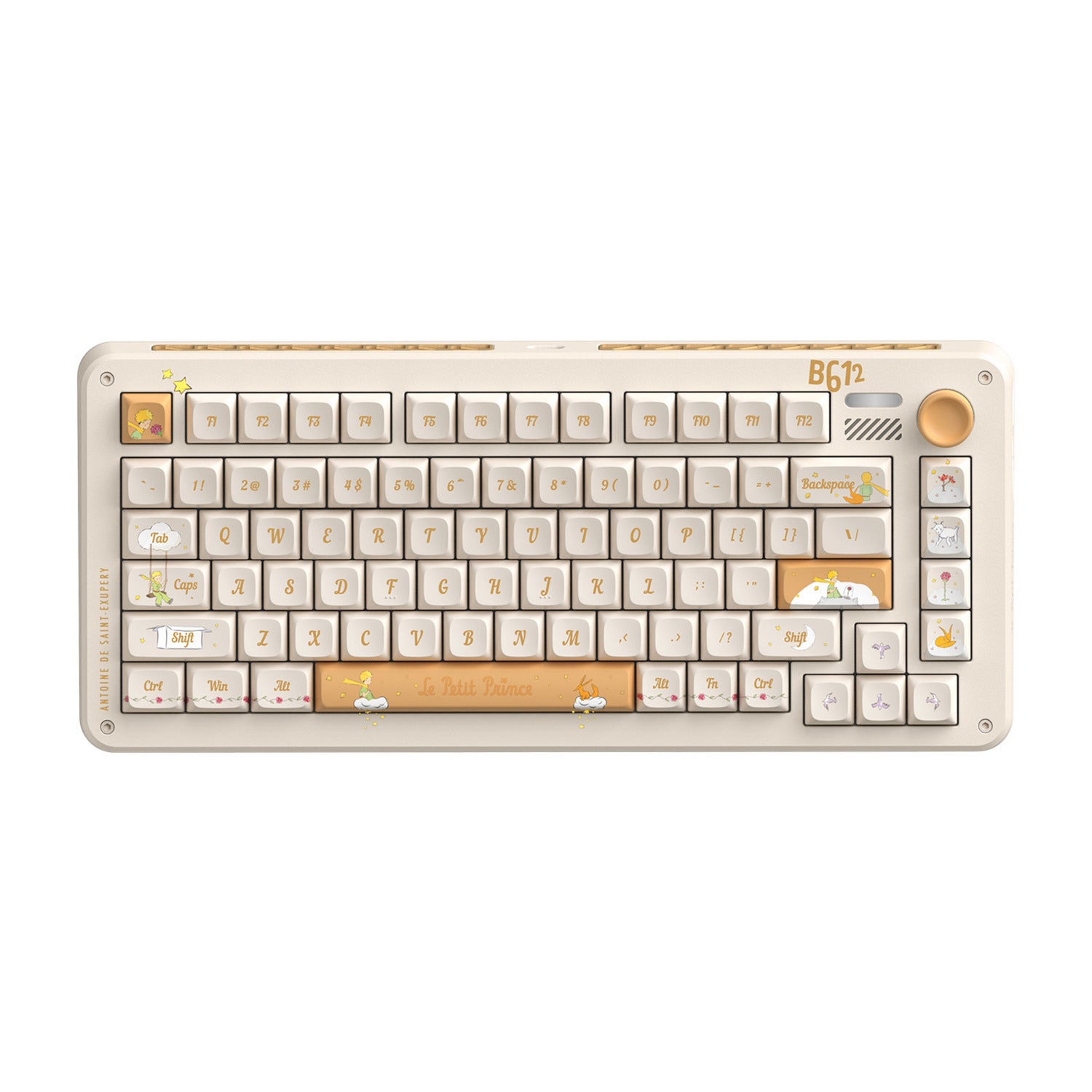 Iqunix zx75 sunset ponder wireless mechanical keyboard, gaming toetsenbord (lichtgeel, us lay-out, gateron red, rgb leds, 75%, hot-swappable, double-shot pbt, 2.4ghz | bluetooth 5.1 | usb-c)