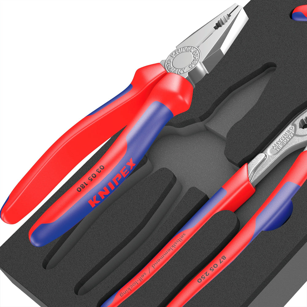 Wera 9780 schuimrubberen inzetstuk met knipex tangen set 1, 3‑delig tangenset (zwart grijs, in schuiminzet voor werkplaatswagen)