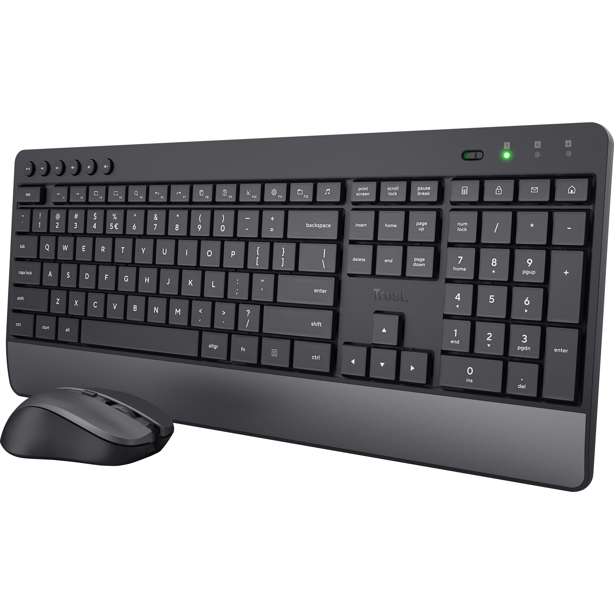 Trust trezo comfort draadloze toetsenbord- en muisset desktopset (zwart, us lay-out (qwerty), 100%)