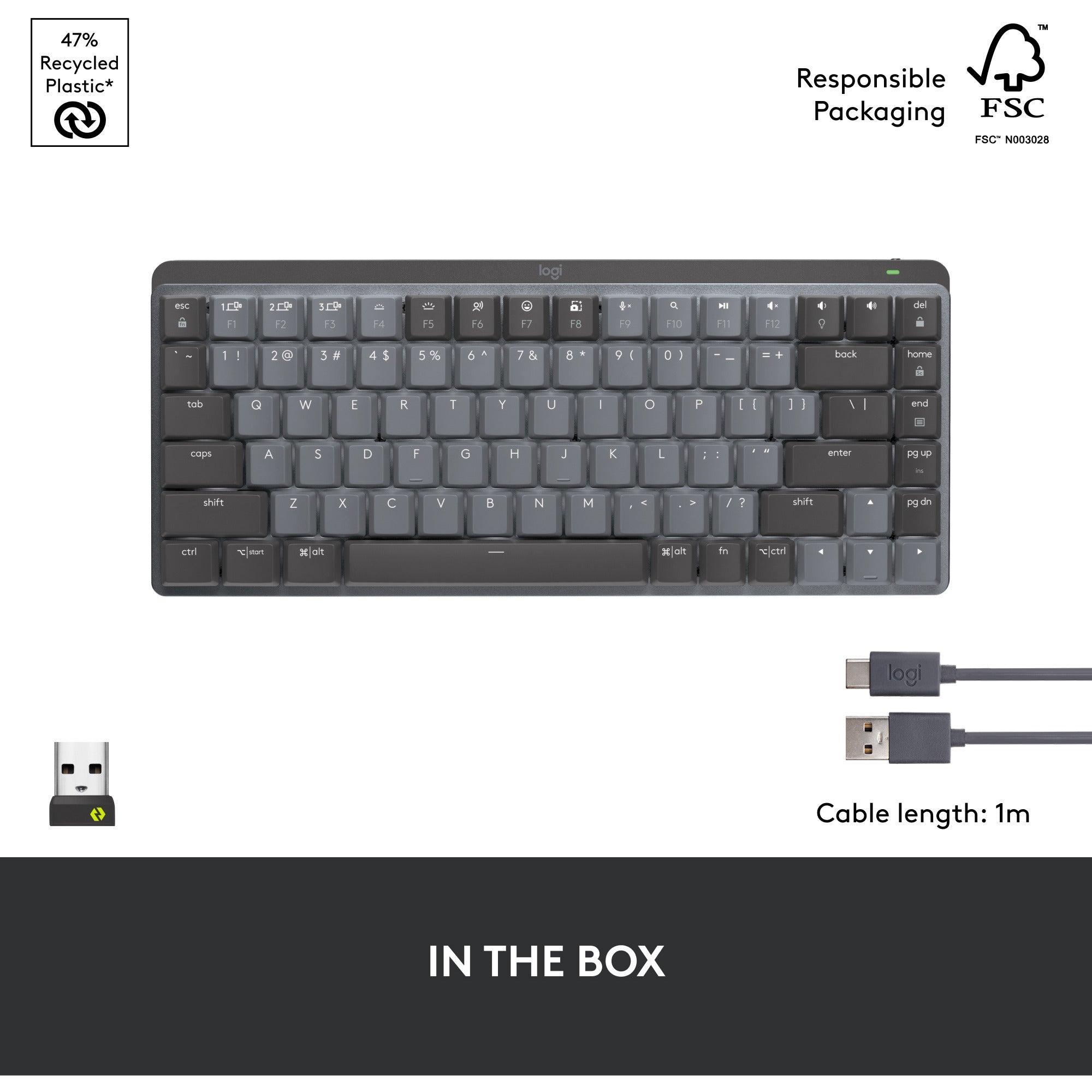 Logitech mx mechanical mini toetsenbord (zwart, us-international lay-out (qwerty), gl tactile, 80% (tkl), bluetooth)