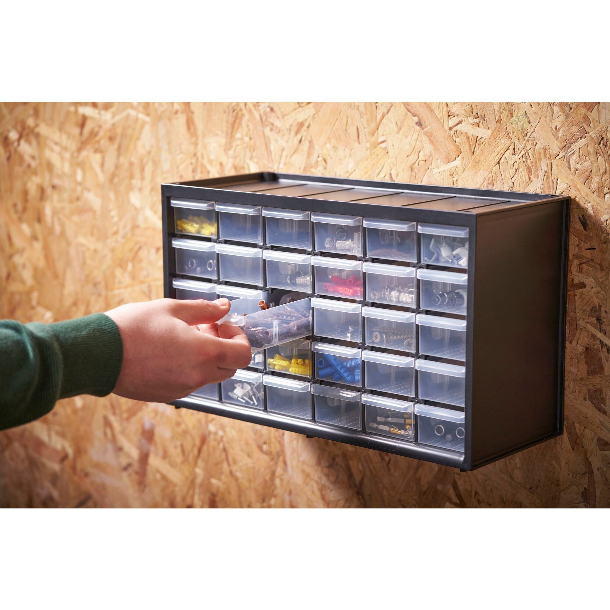 Stanley ladenkastje 30 compartimenten gereedschapsbox (zwart transparant)