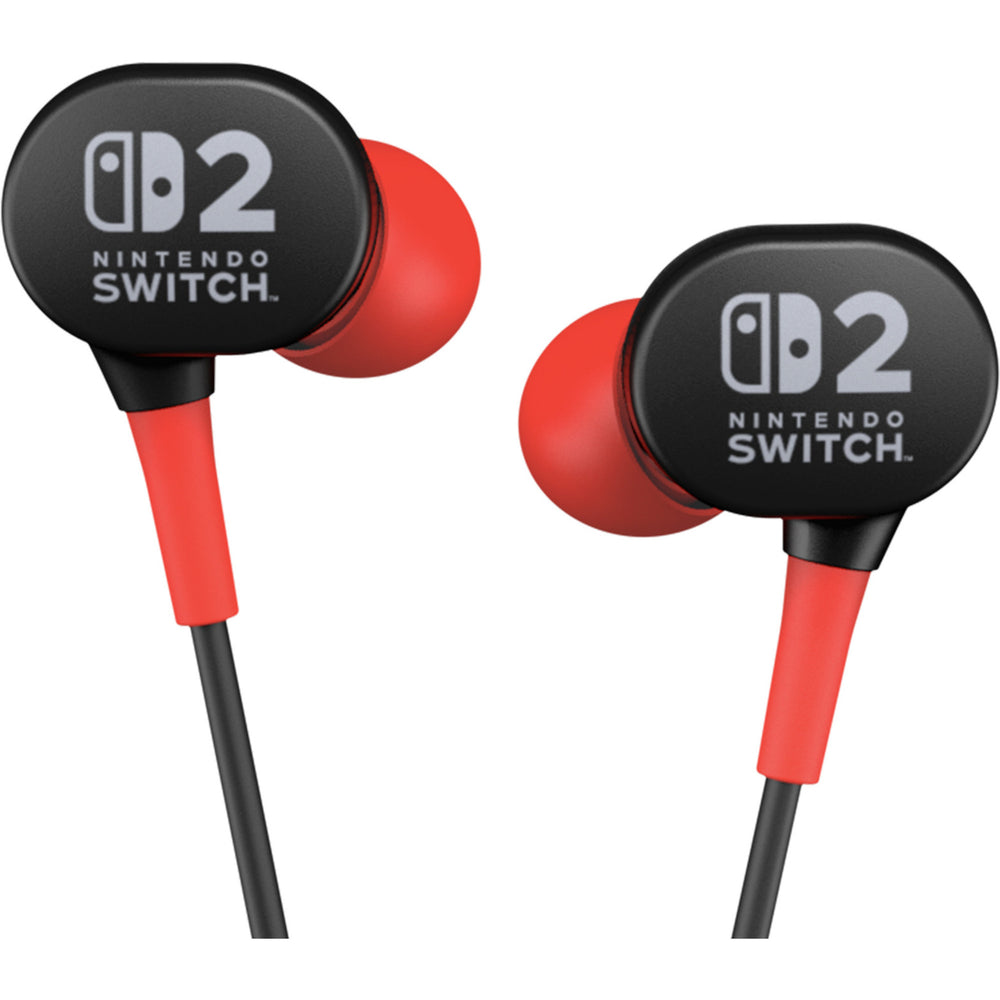 Powera bedrade oordopjes voor nintendo switch 2 in-ear (zwart rood, nintendo switch 2, nintendo switch, nintendo switch - oled model, nintendo switch lite)