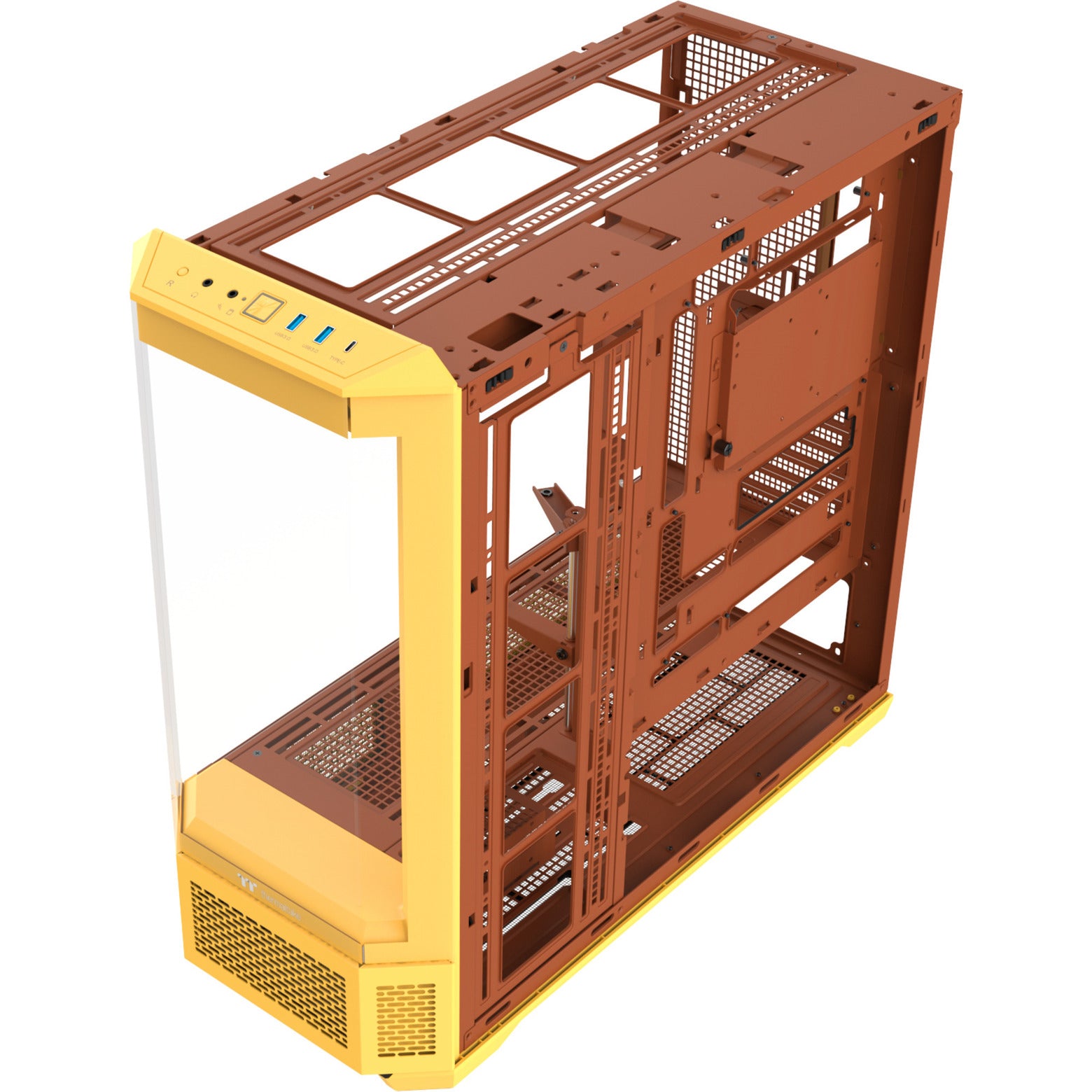 Thermaltake view 600 tg butter caramel big tower behuizing (geel | 2x usb-a | 1x usb-c | tempered glass)