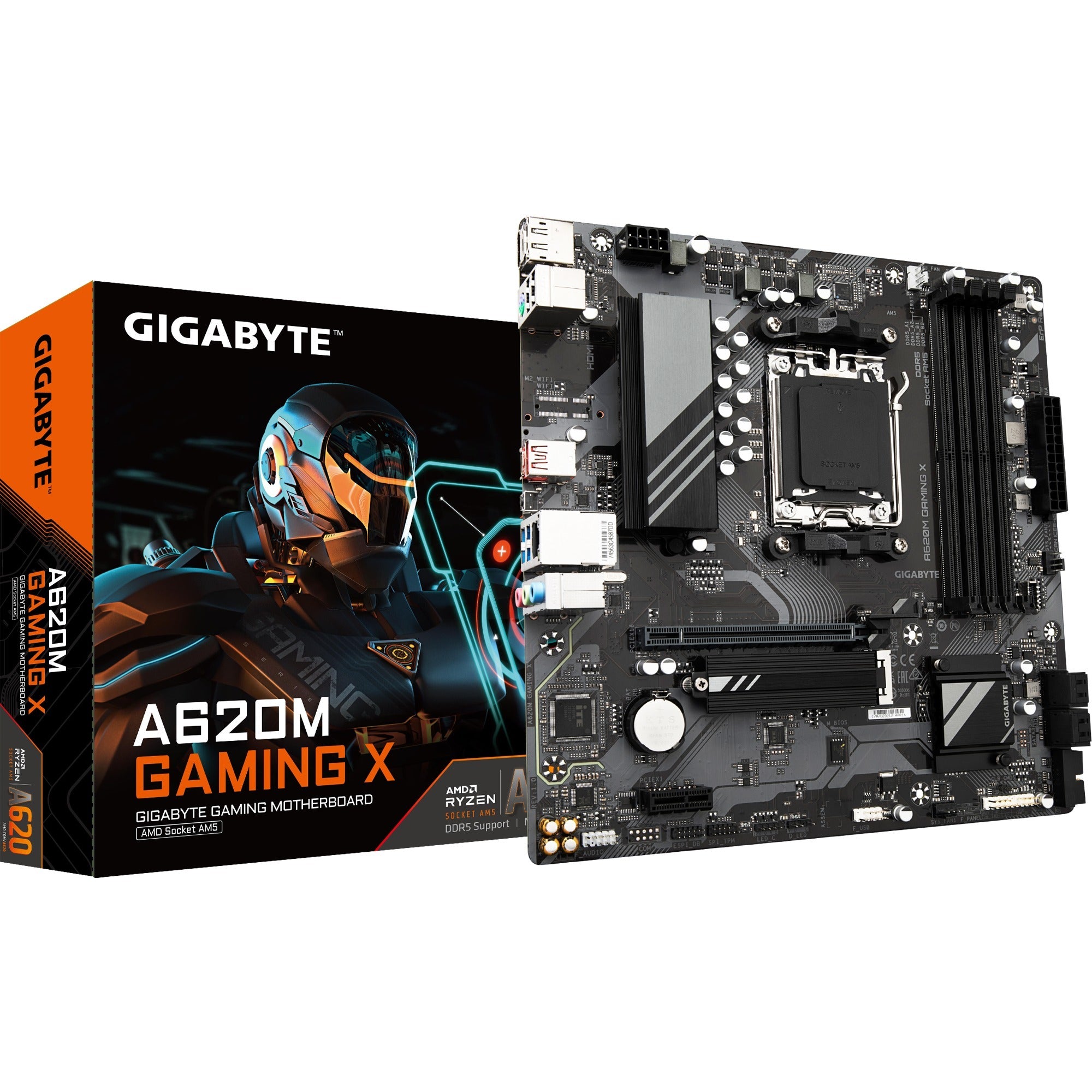 Gigabyte a620m gaming x (rev. 1.0) socket am5 moederbord (zwart grijs, raid, gb-lan, sound, µatx)