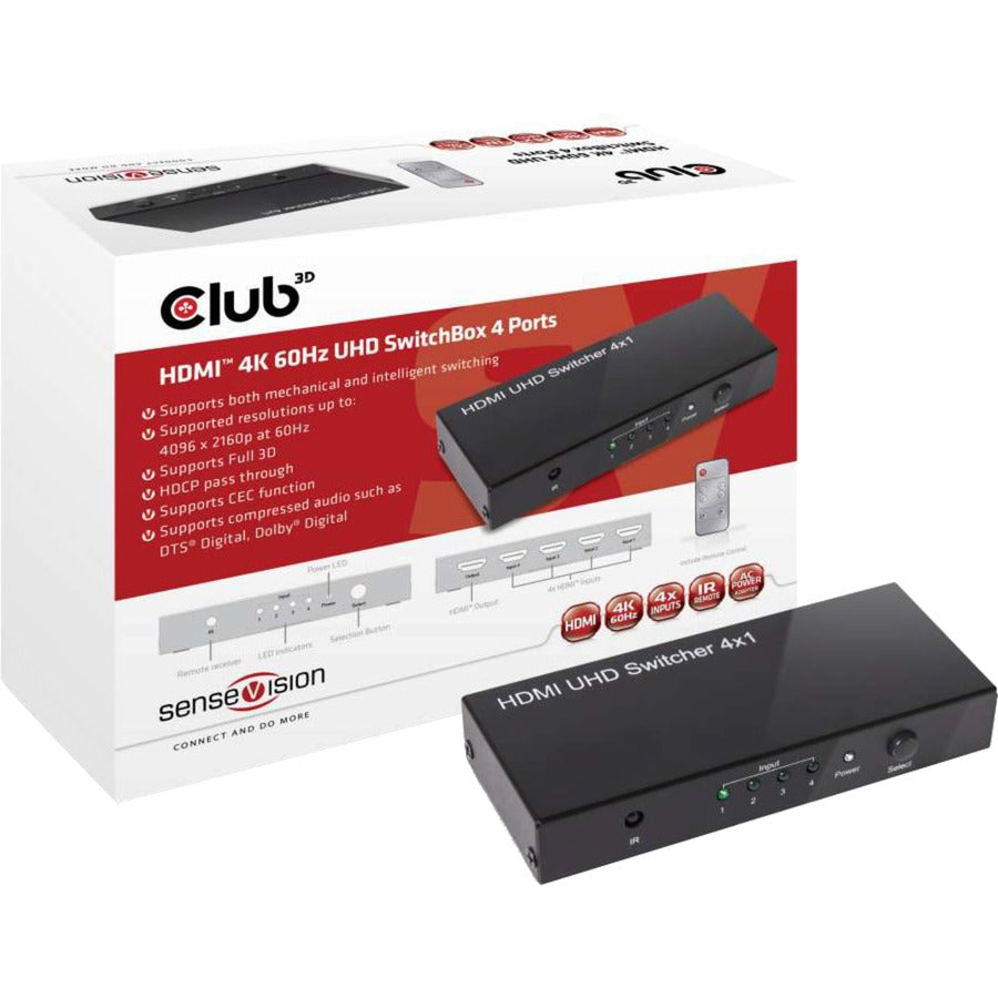 Club 3D Club 3D HDMI 2.0 UHD-switchbox met 4 poorten