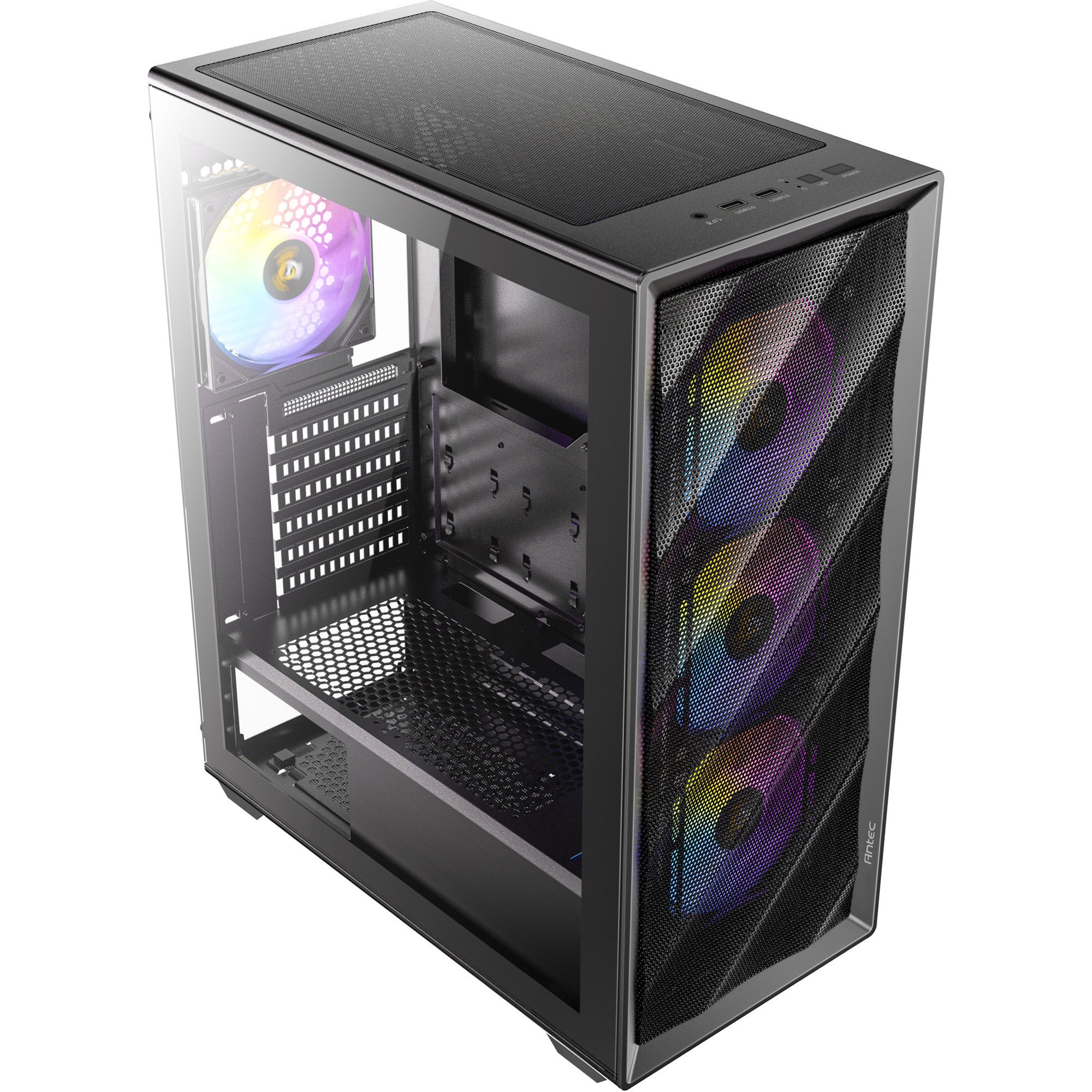 Antec ax85 argb midi tower behuizing (zwart | 2x usb-a | tempered glass)