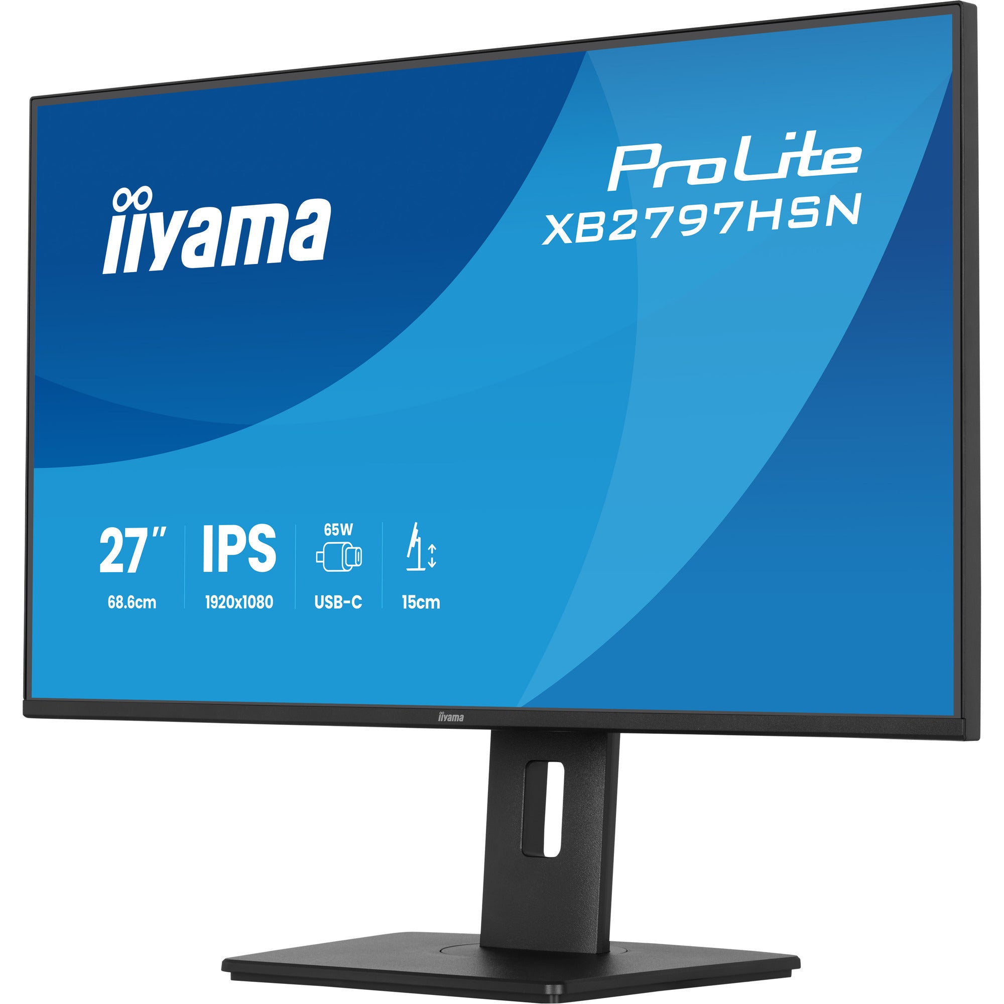 Iiyama prolite xb2797hsn-b1 27 monitor (zwart, 100 hz, hdmi, displayport, usb-c, lan, audio)