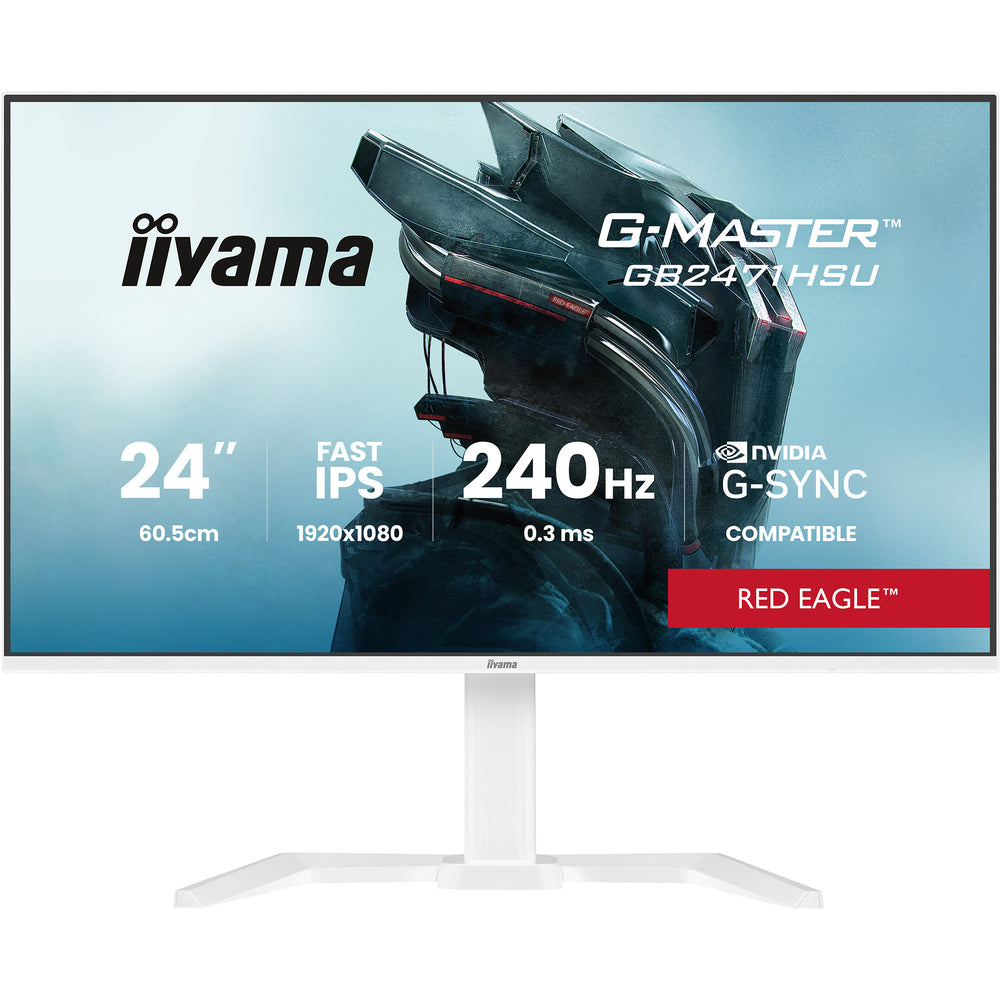 Iiyama g-master red eagle gb2471hsu-w1 23.8 gaming monitor (wit (mat), 2x hdmi, displayport, usb-a, usb-c, 240 hz)