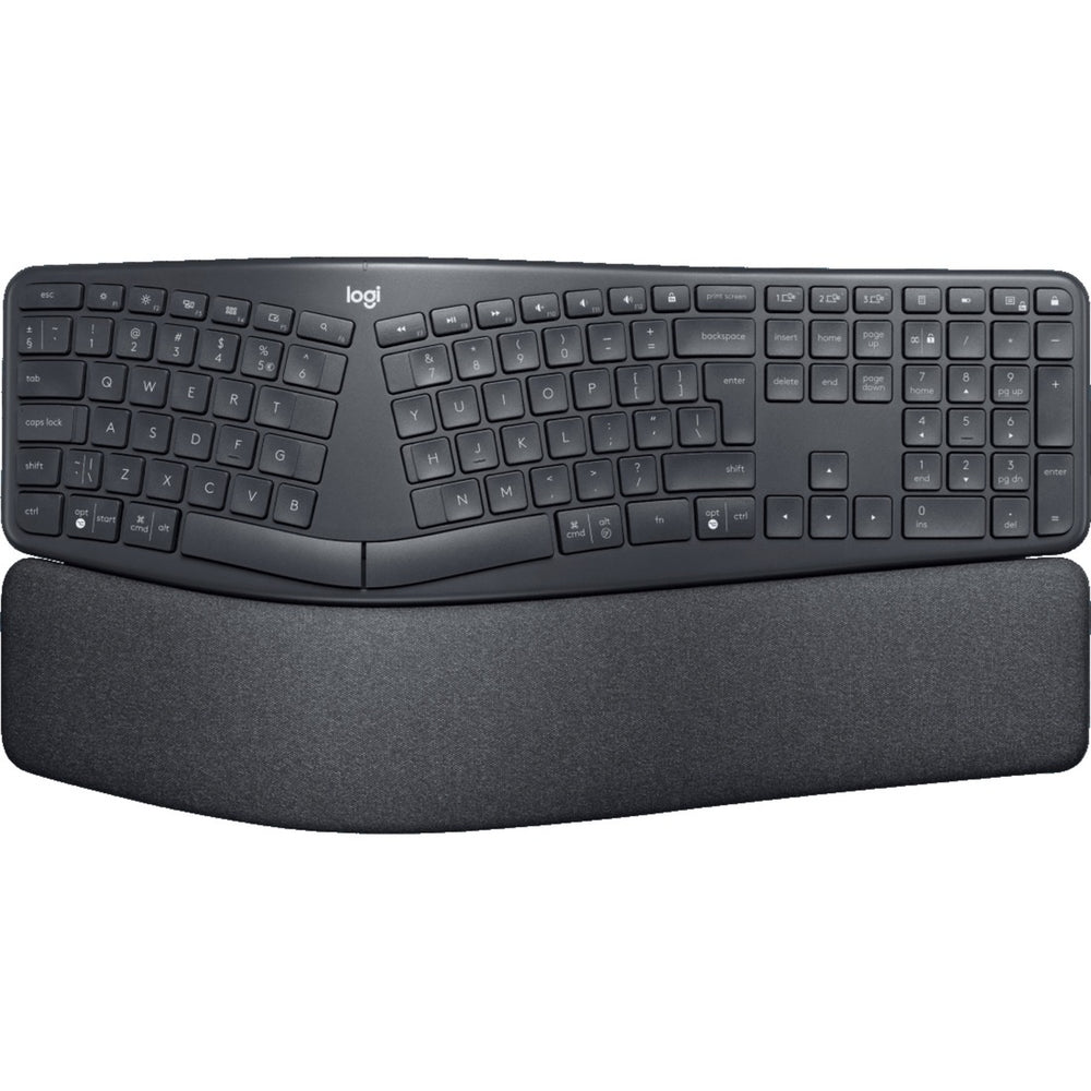Logitech k860 ergo keyboard (zwart, 100%, bluetooth, us international iso)