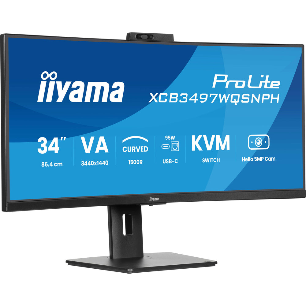 Iiyama prolite xcb3497wqsnph-b1 34 curved ultrawide monitor (zwart, 2x hdmi, displayport, 2x usb-a, 3x usb-c, rj-45)